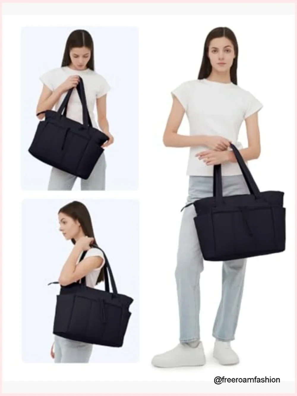 Puffer Tote Bag with Laptop Compartment & Cup Holder